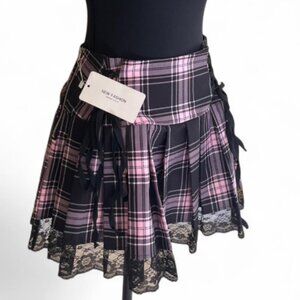 NEVER WORN Punk Pink & Black Plaid Miniskirt Size S